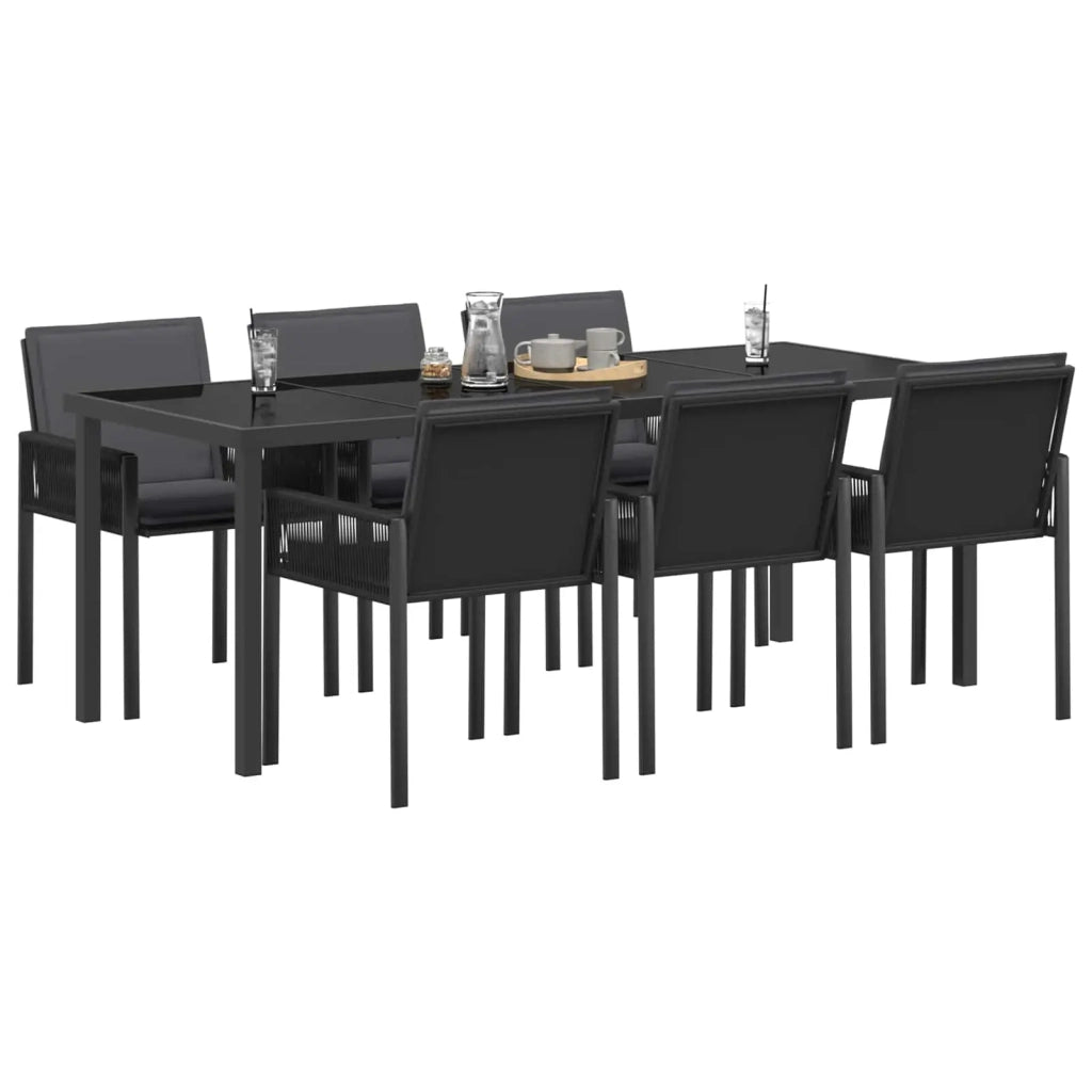 Set da Pranzo per Giardino 19 pz Nero polyrattan 3422840