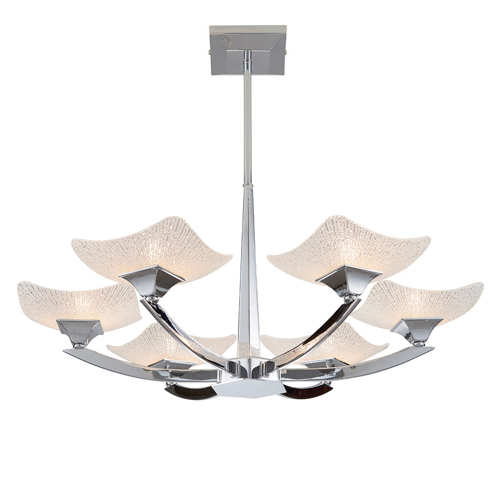 Plafoniera Ayres Endon cromo vetro scavo 6xG9 dimmerabile