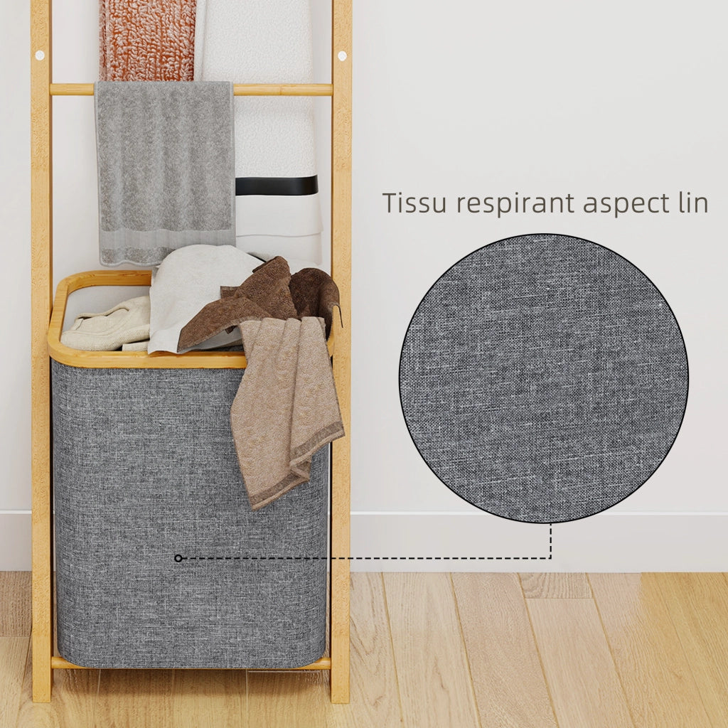 Scala Portasciugamani con Cestino ¨C zephmum ¨C Grigio Bamb¨´ 43x35x133 cm