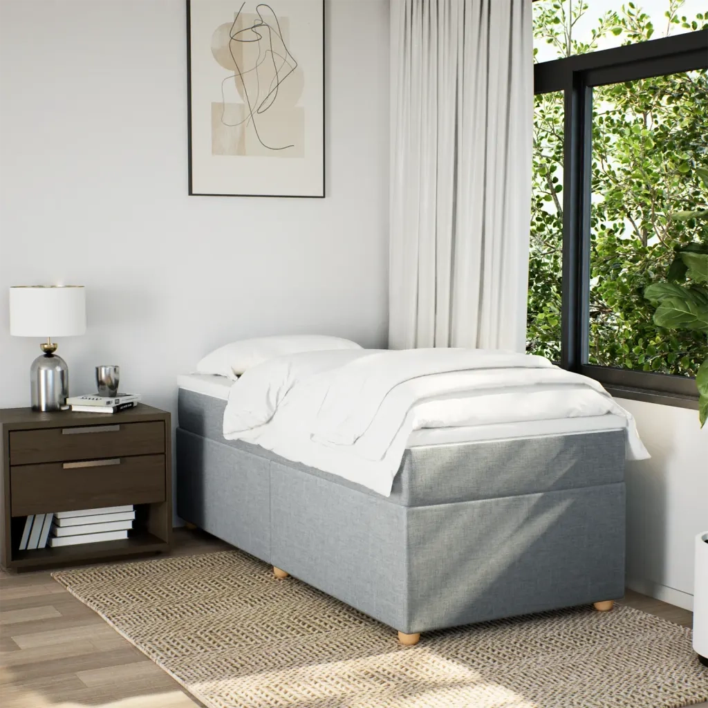 Giroletto a Molle con Materasso Grigio Chiaro 90x190 cm Tessuto