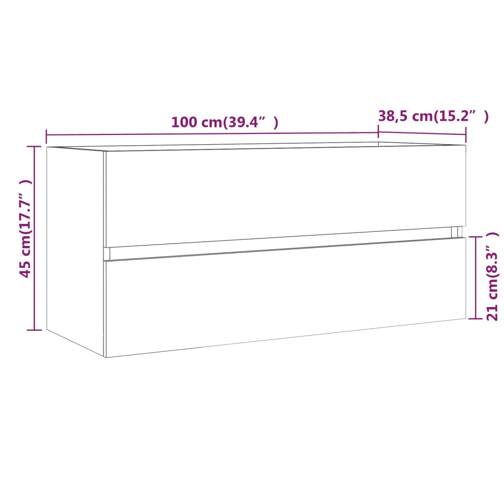 Mobile Lavabo Rovere Fumo 100x38,5x45 cm Legno Multistrato 815657