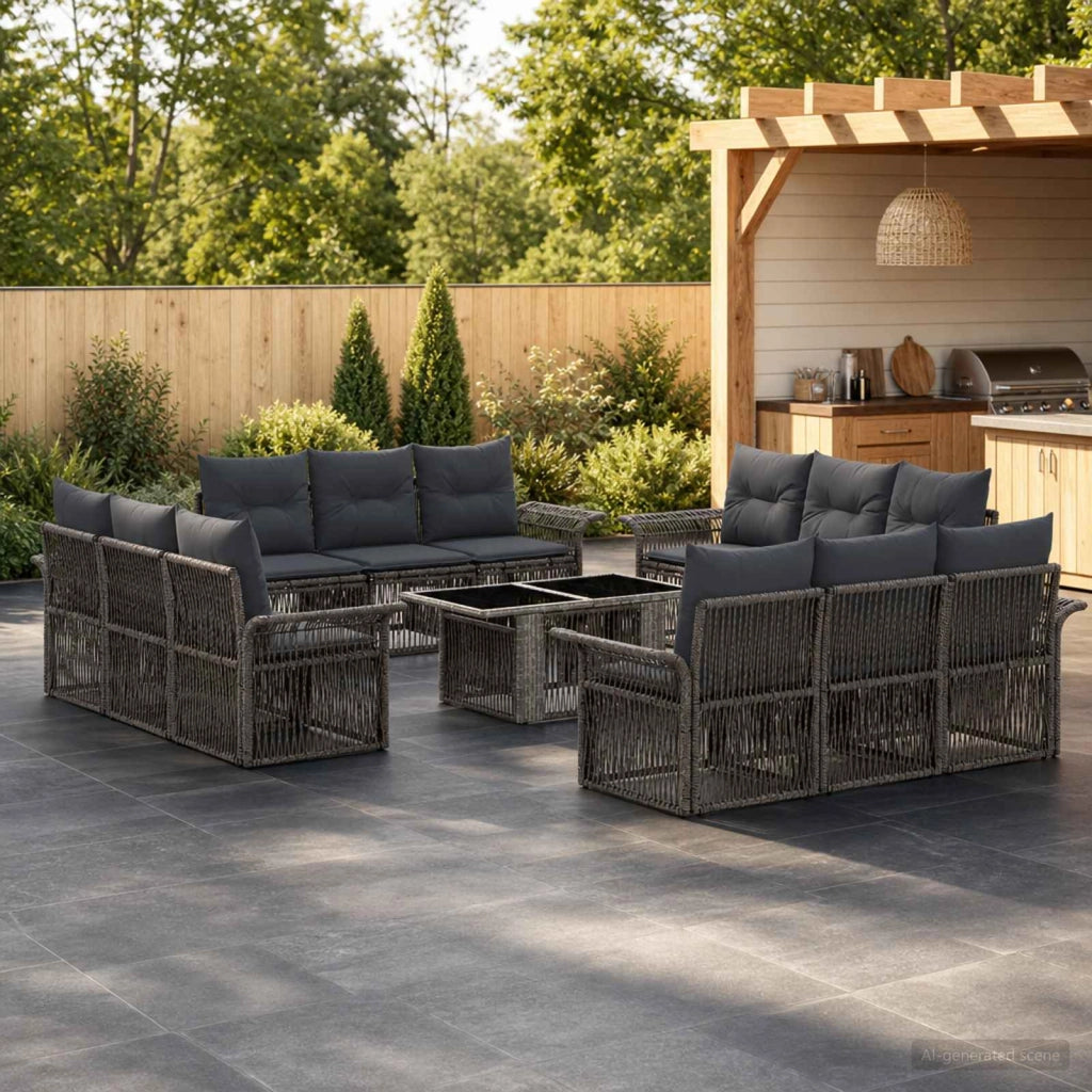 Set Divano da Giardino 13 pz Grigio e Grigio Scuro polyrattan 3436613
