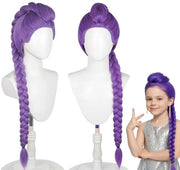 Pruik per Bambino – 60 cm Lunga Treccia in Porpora per Halloween, Carnevale e Spettacoli