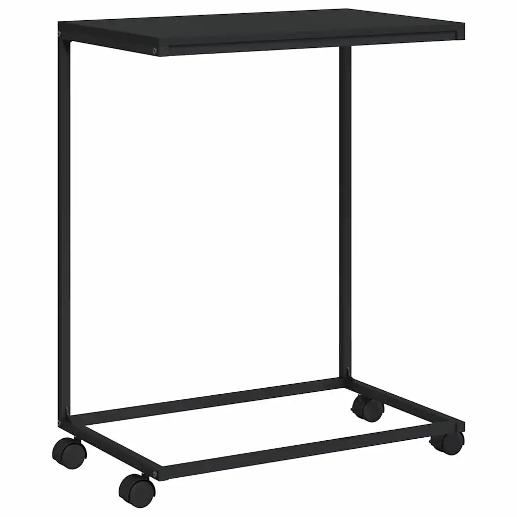 Tavolino con Ruote Nero 55x35x70 cm in Legno Multistrato 343101