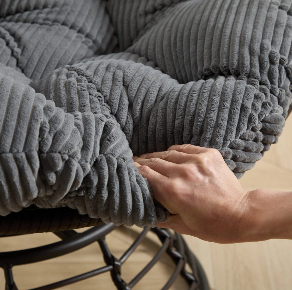 Poltrona Papasan girevole 360° con cuscino imbottito; ?92 x 67 cm; grigia
