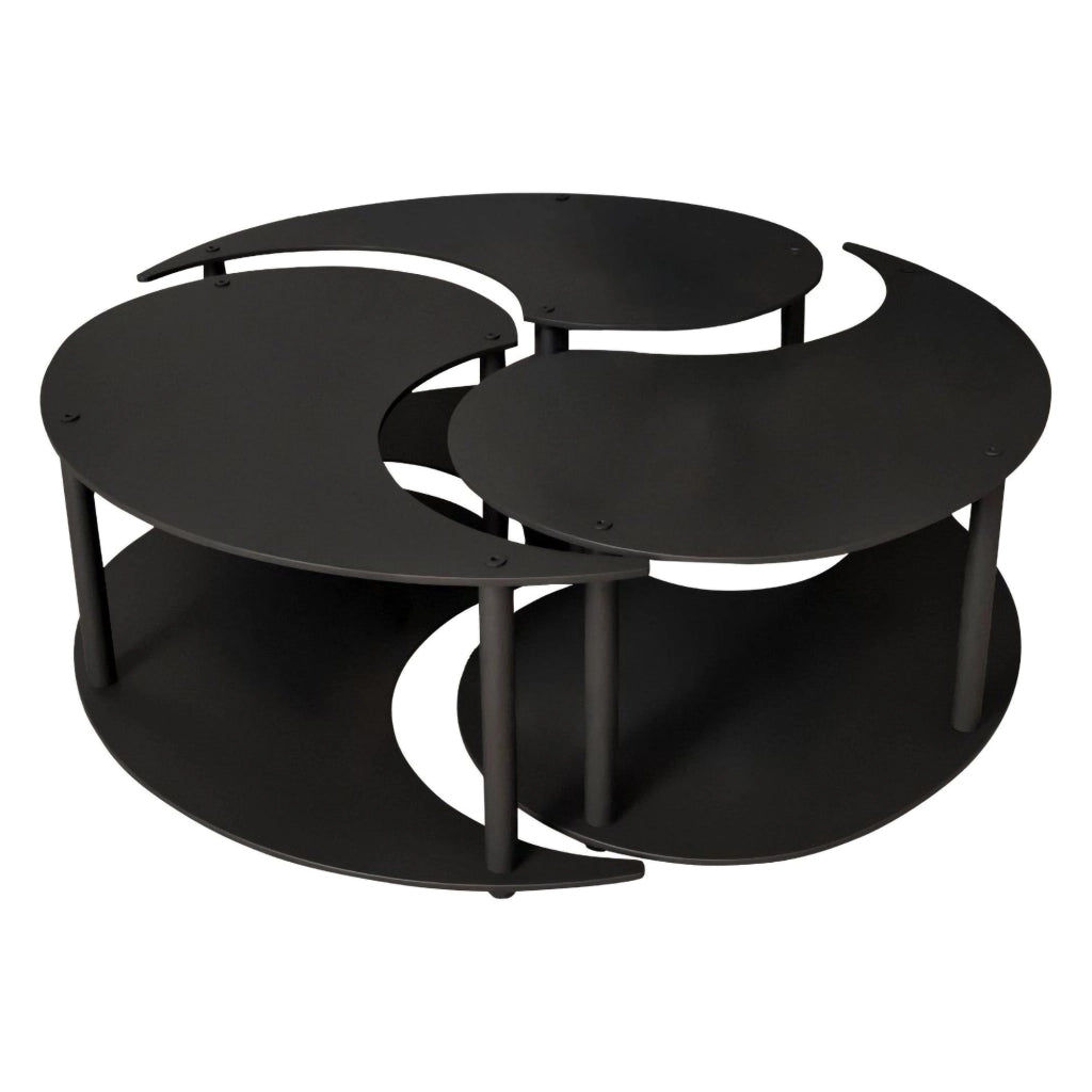 Gignese, Tavolino da Salotto set 3 Pezzi, 70x70x38h cm Nero