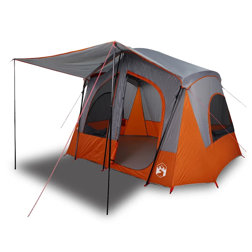 Tenda Campeggio Cabina 5 Persone-Tenda per Escursionismo Grigio Arancione Impermeabile