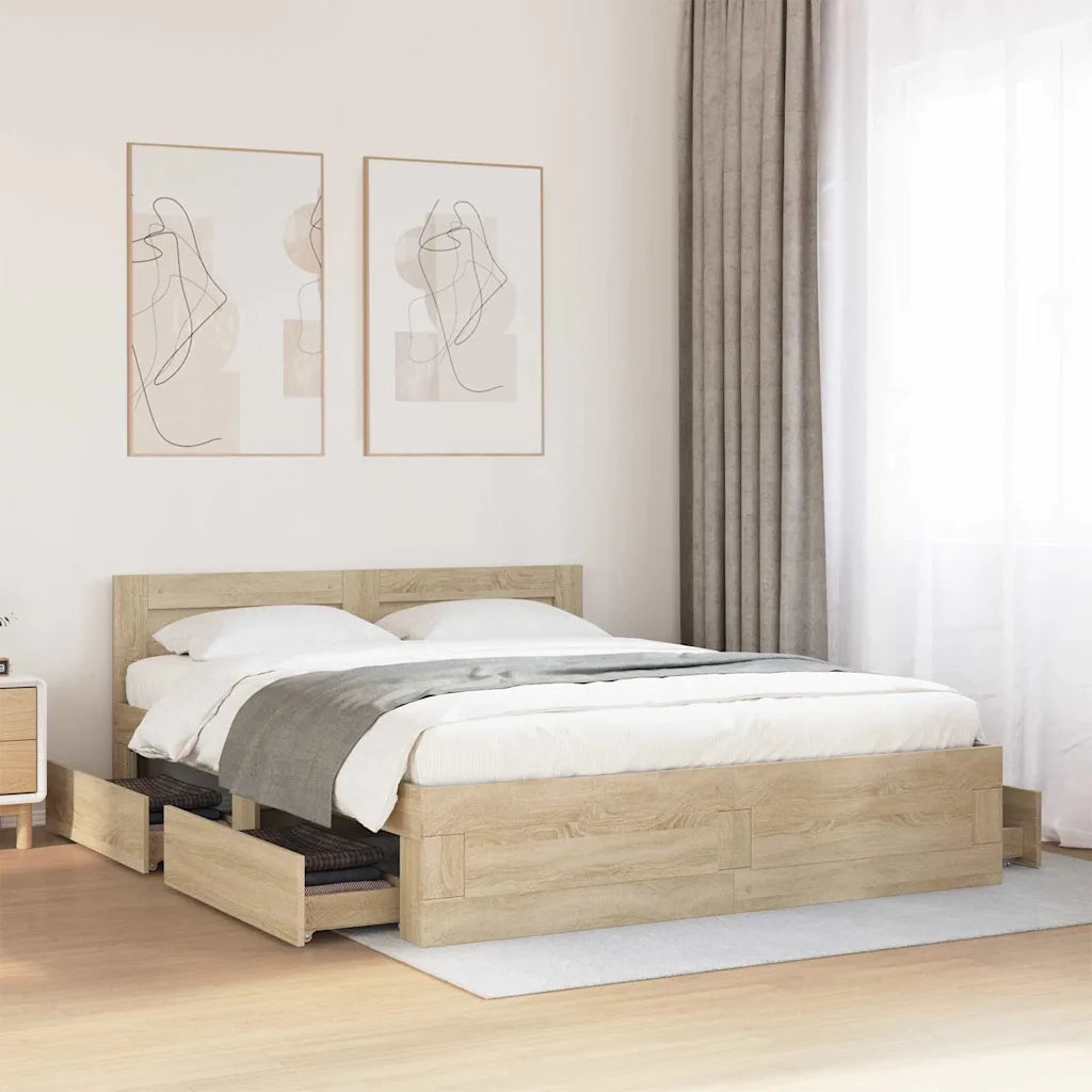 Struttura del letto 2 pcs Sonoma 153 x 203 cm Legno multistrato 3402855