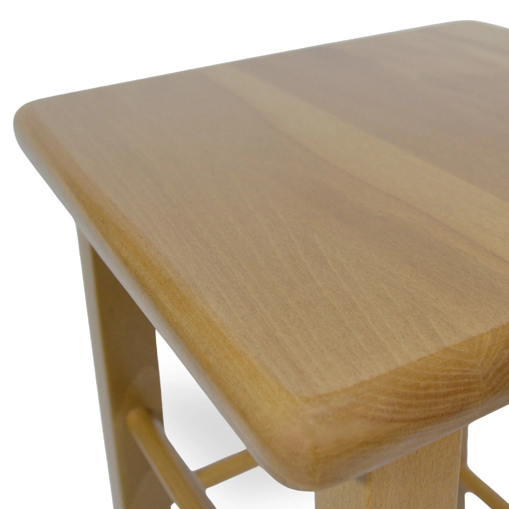 Sgabello bar alto 73 cm in legno noce chiaro seduta quadrata in legno massello
