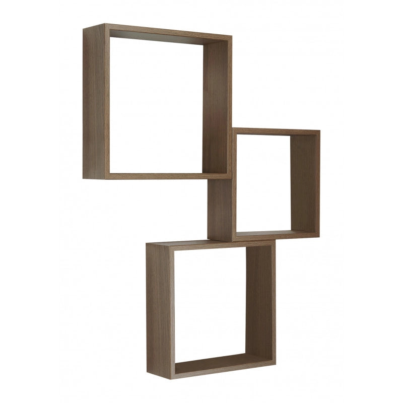 Set di 3 Mensole da Muro, Cubi Arredo, Mensole Cubo, Cubi da Parete, Rovere Tabacco, 30x30x10cm 27x27x10cm e 24x24x10cm - Incubo Slim
