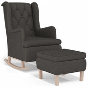 Poltrona con Gambe a Dondolo | Sedia Relax e Sgabello Grigio Scuro in Tessuto