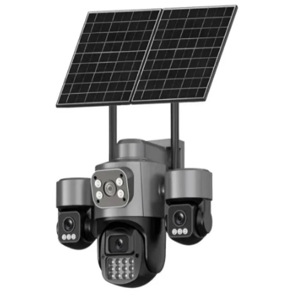 Trade Shop - Telecamera Di Videosorveglianza A Quattro Lenti Aov Ptz Rotante 4g A Energia Solare -