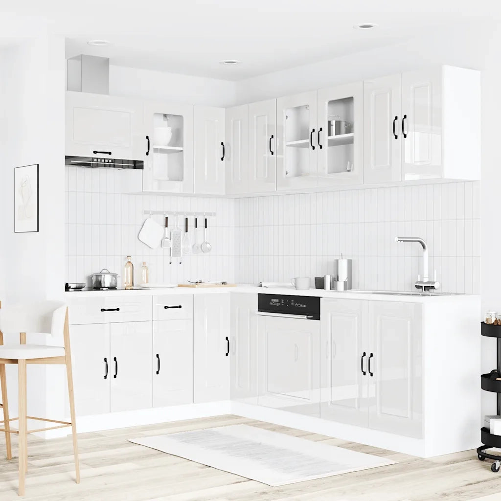 vidaXL Set Mobili da Cucina 11 pz Kalmar Bianchi Lucido in Truciolato