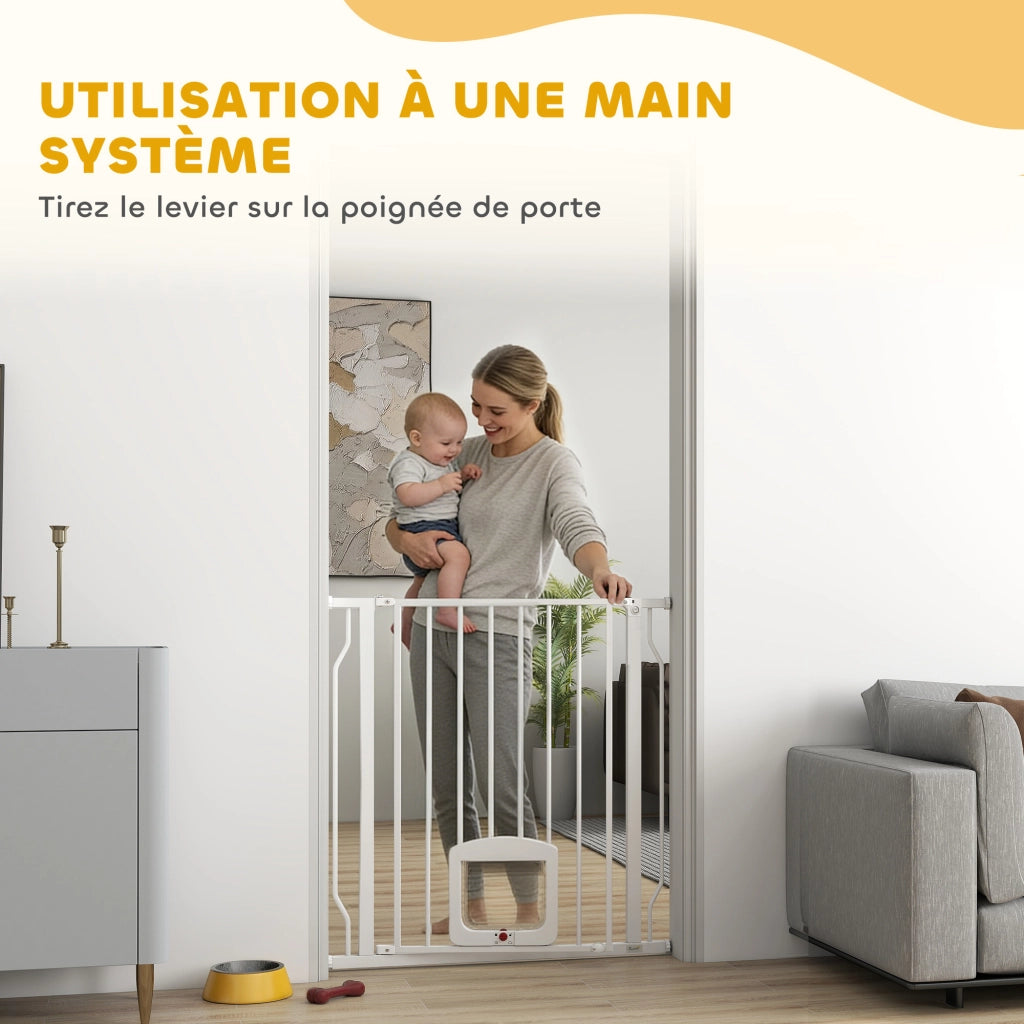 Cancelletto di Sicurezza Estensibile 75-85 cm ¨C Xylo ¨C Bianco, Altezza 76 cm, Doppio Blocco