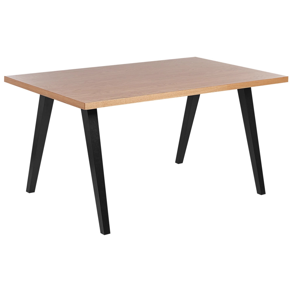 Tavolo in legno chiaro e nero piano MDF gambe legno di caucciù 150 x 90 cm