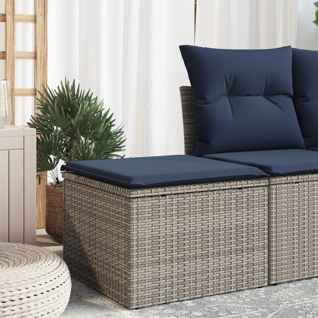 Sgabello Giardino con Cuscino Grigio 55x55x37 cm in Polyrattan 366154