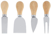 Set di Cotture per Formaggi 4 Pezzi - Coltelli in Acciaio Inossidabile - Manico in Legno - Cottura per Formaggi/Cottura per Formaggi - Forme Quadrata/Poligonale - Sostenibile e Leggero - Attrezzo per Formaggi