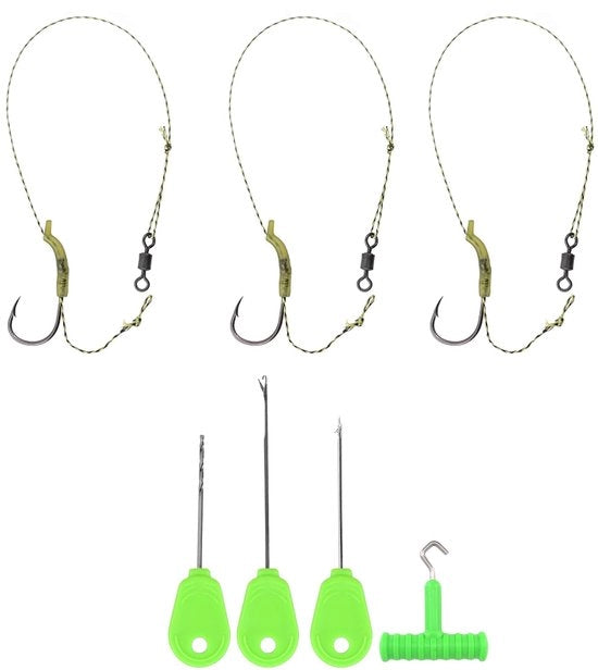Set di Attrezzature per Pescare - 3 Pezzi di Hook per Trota - Corda per Pescare Intrecciata - Bloccatori per Boilie - Attrezzatura per Pescare - Resistente e Duraturo