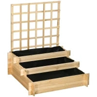 Fioriera da Esterno a 3 Livelli con Grigliato in Legno di Abete e Tessuto non Tessuto, 95x95x110 cm