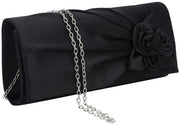 Borsa a Tracolla per Donna con Fiori Satinati, Clutch per Matrimonio e Festa di Gala