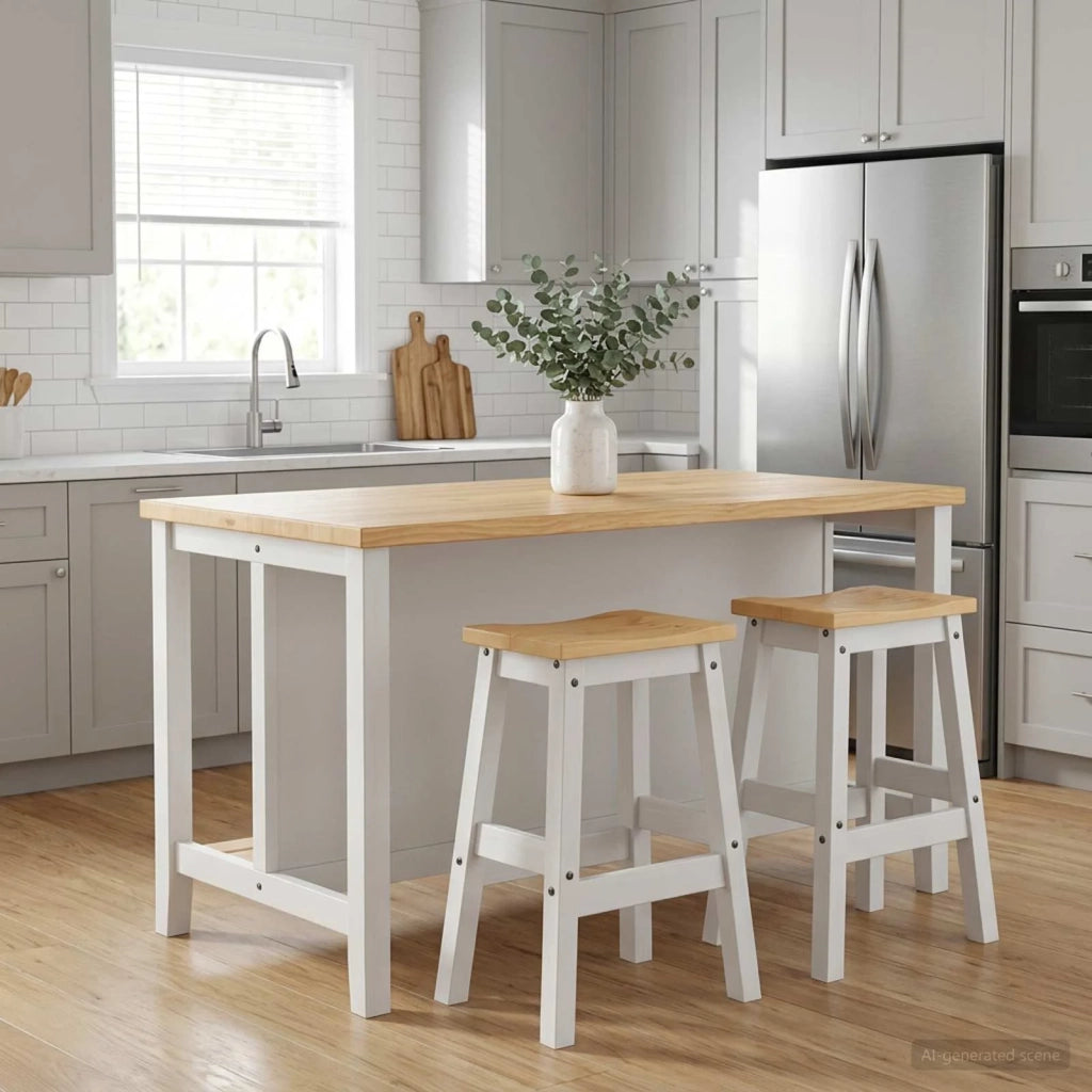 Sgabello da bar 2 pz Bianco e Cera di Miele 44 x 30 x 63 cm 42033391