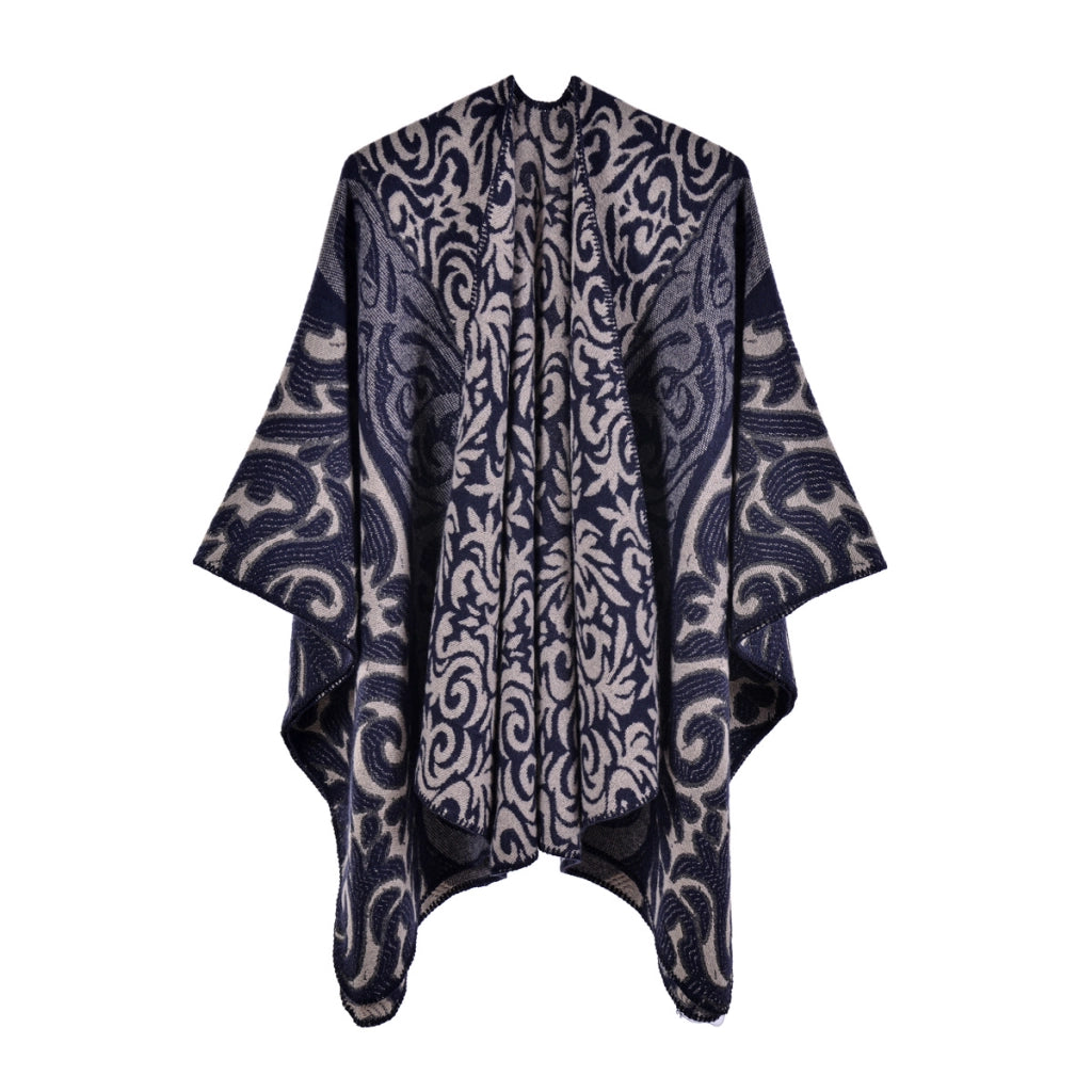 Nuovo scialle/mantella da donna, jacquard vintage, caldo, con apertura a met¨¤.