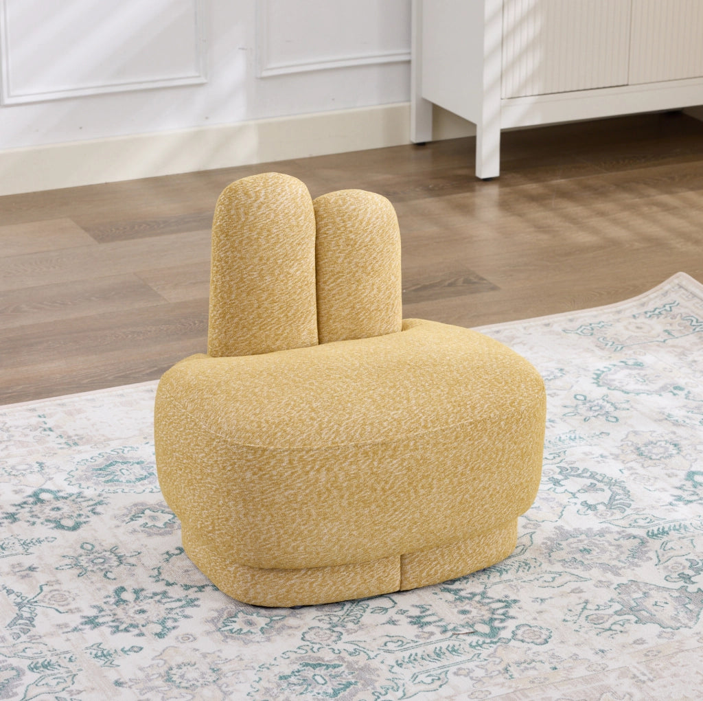 Pouf coniglietto giallo imbottito in tessuto, 56×43,5×57 cm