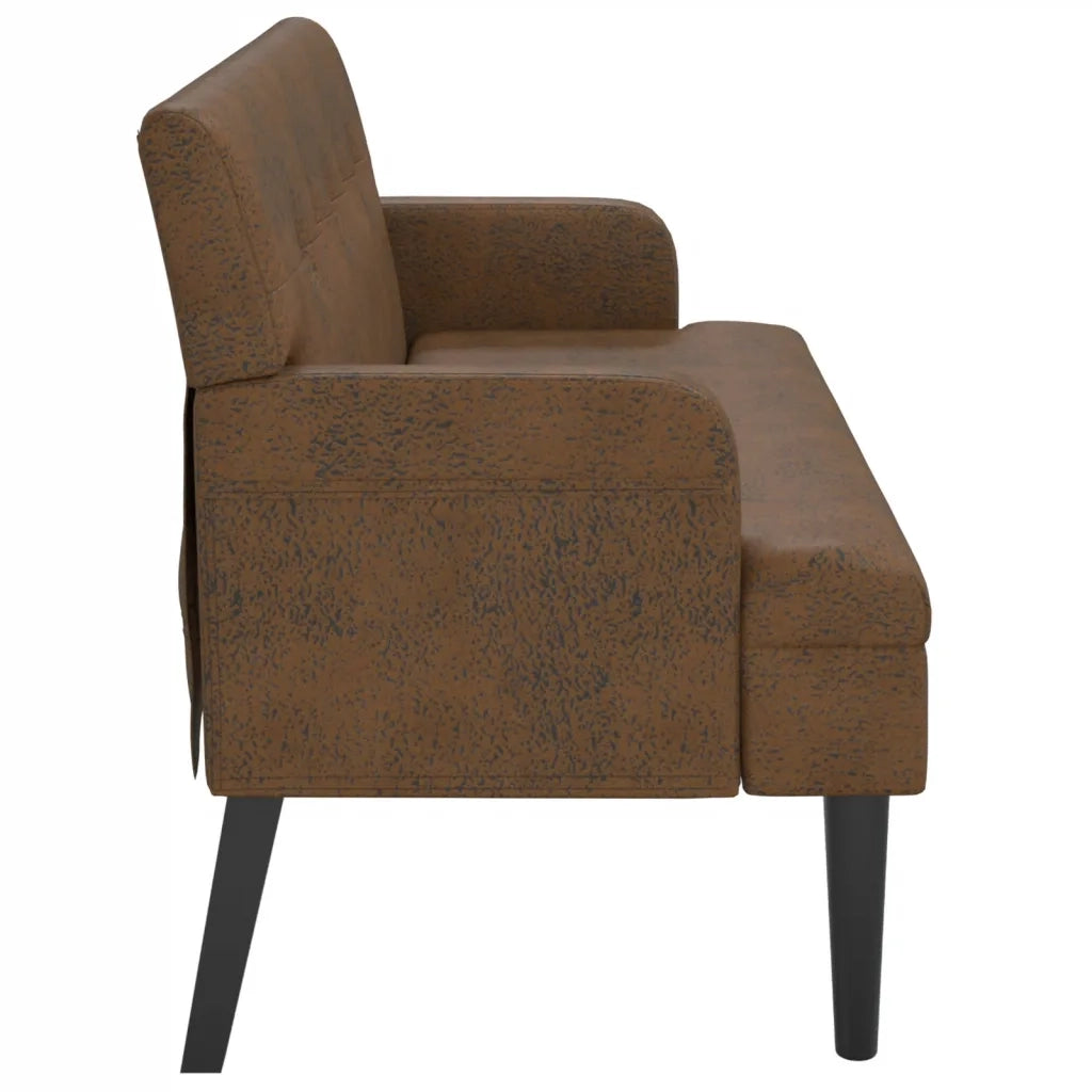 Panca con Schienale Marrone 112x65,5x75 cm in Scamosciato 372155