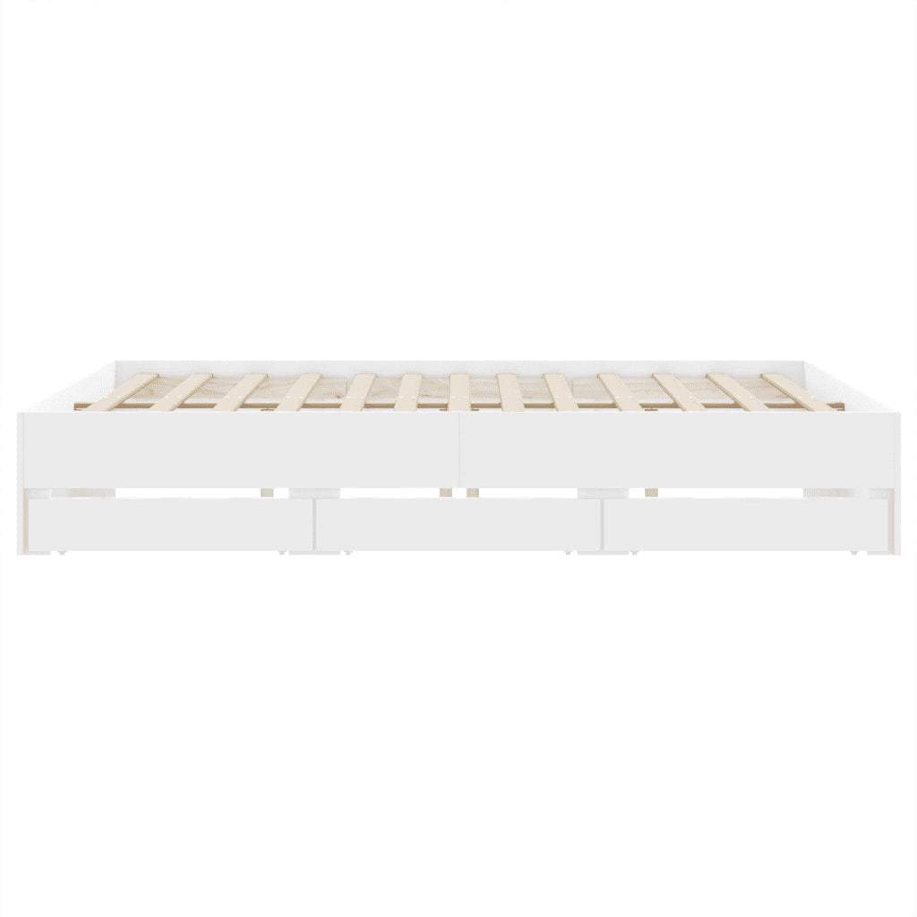 Giroletto con Cassetti-Struttura Letto con contenitore Bianco 160x200 cm in Legno Multistrato 881977