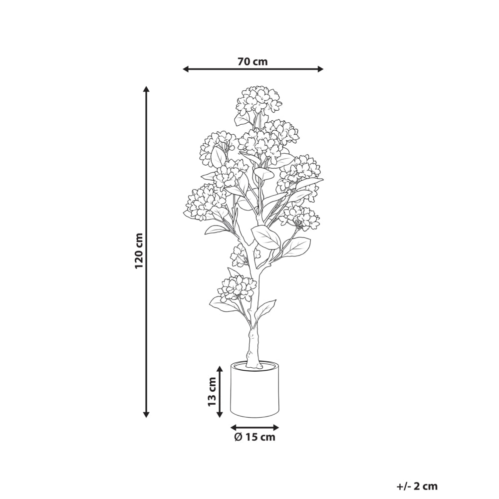 Pianta in vaso artificiale in materiale sintetico bianco, 120 cm, con fiori, accessorio decorativo per interni, realizzata a mano