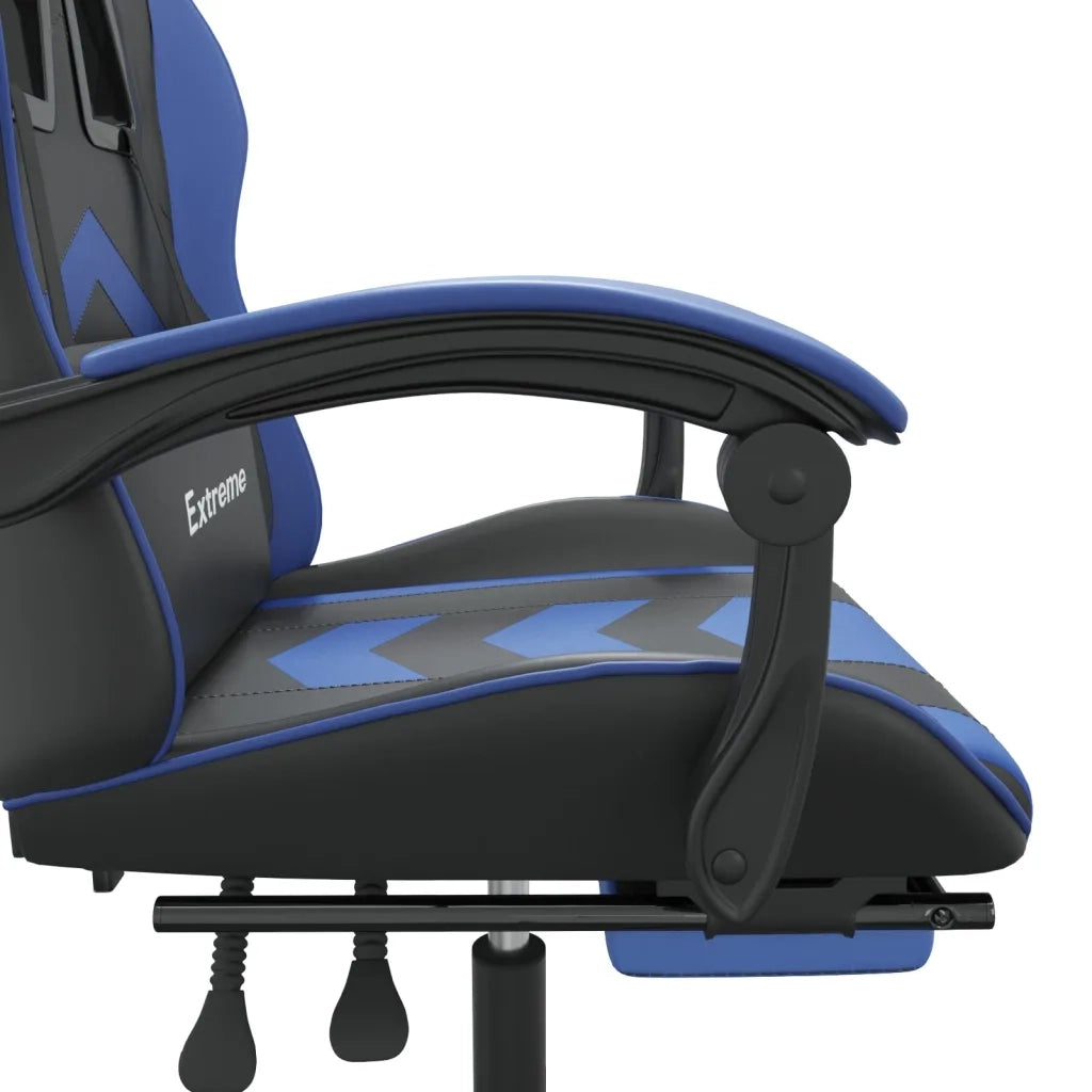 Sedia da Gaming con Poggiapiedi Nero e Blu in Similpelle cod mxl 65951