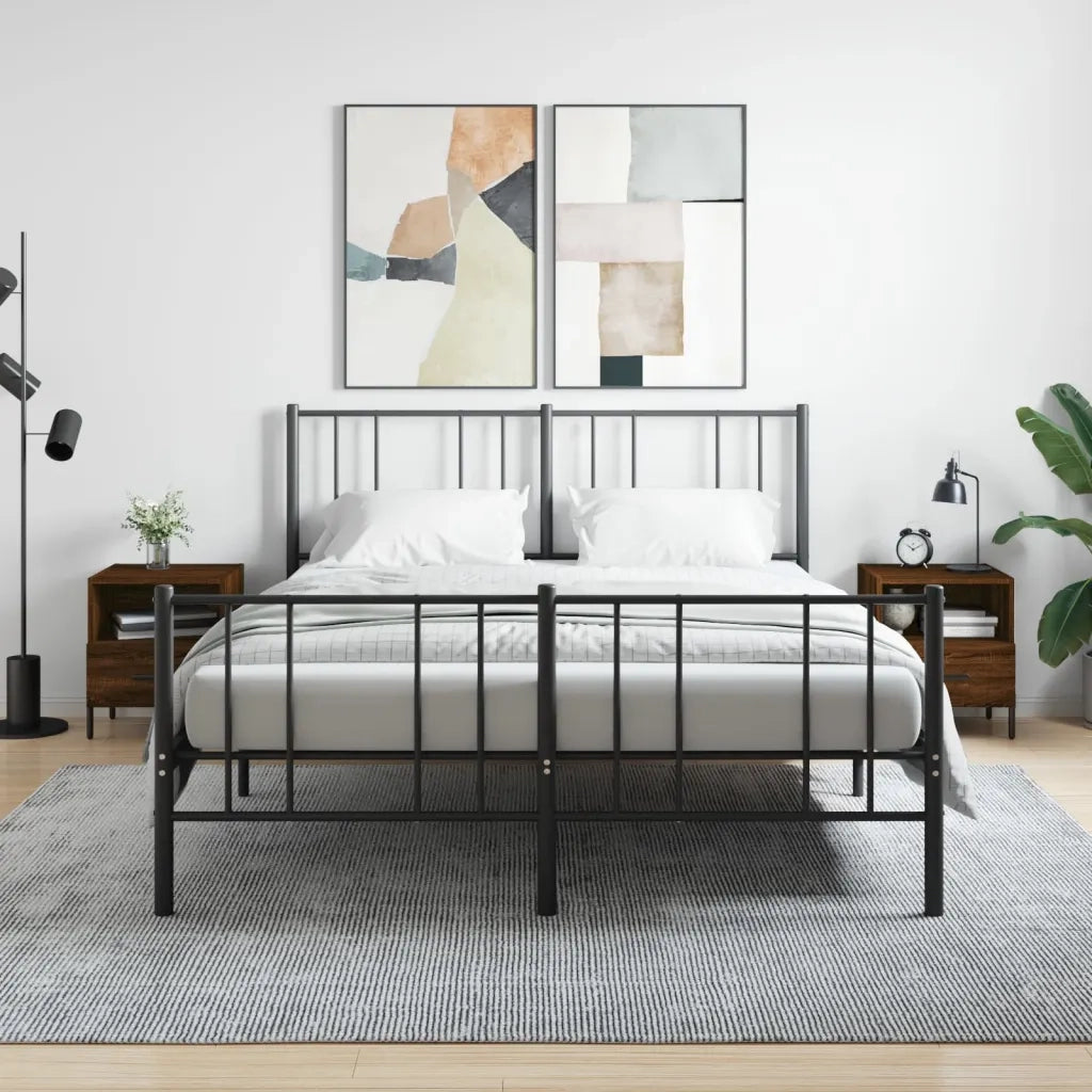 Set di 2 Comodini | Armadio da Notte | Mobiletto da notte Rovere Marrone 40x35x47,5 cm in Legno Multistrato