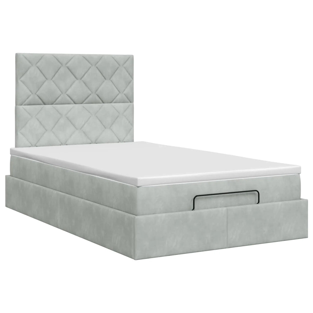 Letto ottomano con materasso Grigio Chiaro 120 x 200 cm Velluto 3457785