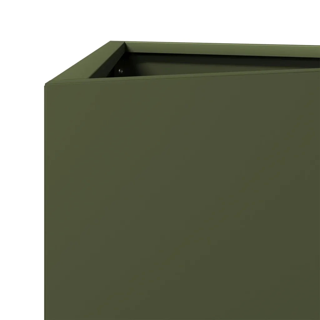 Fioriere 2 pz Verde Oliva Triangolari 40x34,5x75 cm in Acciaio 851164