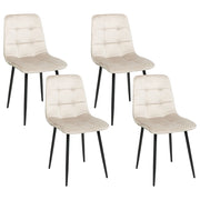 Set di 4 sedie da pranzo in velluto beige gambe in ferro stile moderno