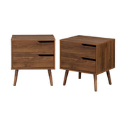 Set 2 comodini effetto legno noce, 2 cassetti, marrone