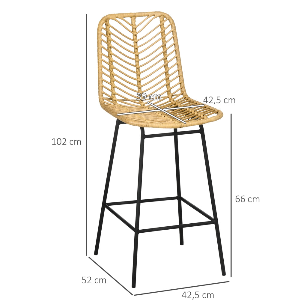 SGABELLO DA BAR Boho-Chic 42,5x52x102 cm Rattan Giallo