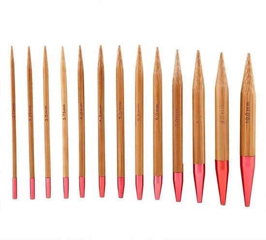 Set di aghi a punta rotonda intercambiabile - 13 pezzi - Carbonio/bamboo - Dimensione dell'ago da 2,75 mm a 10 mm - Lunghezza della cavo 32 cm/38 cm/42,5 cm/55 cm - Peso 226 g - Aghi a punta rotonda