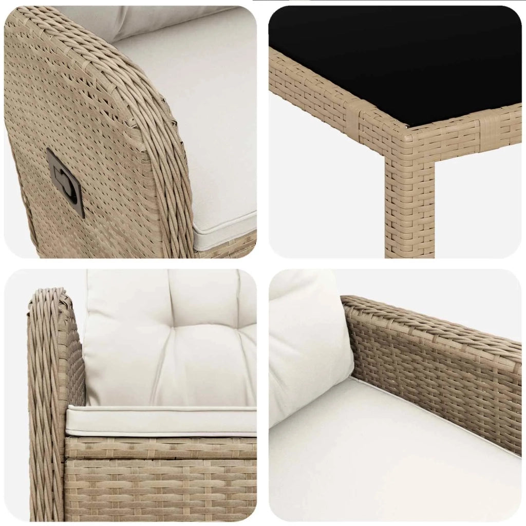 Set da pranzo per esterni 7 pcs Beige e Bianco Crema 3422344