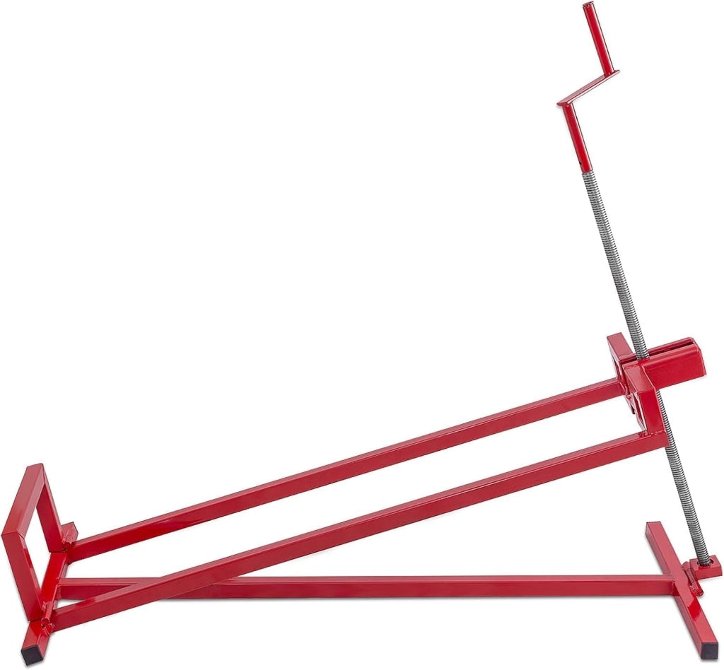 Dispositivo di sollevamento per tosaerba, alzacristallo in metallo, 115 x 50 x 20 cm, carico massimo 400 kg, altezza regolabile 11,5-77 cm, angolo di inclinazione fino a 50°, rosso