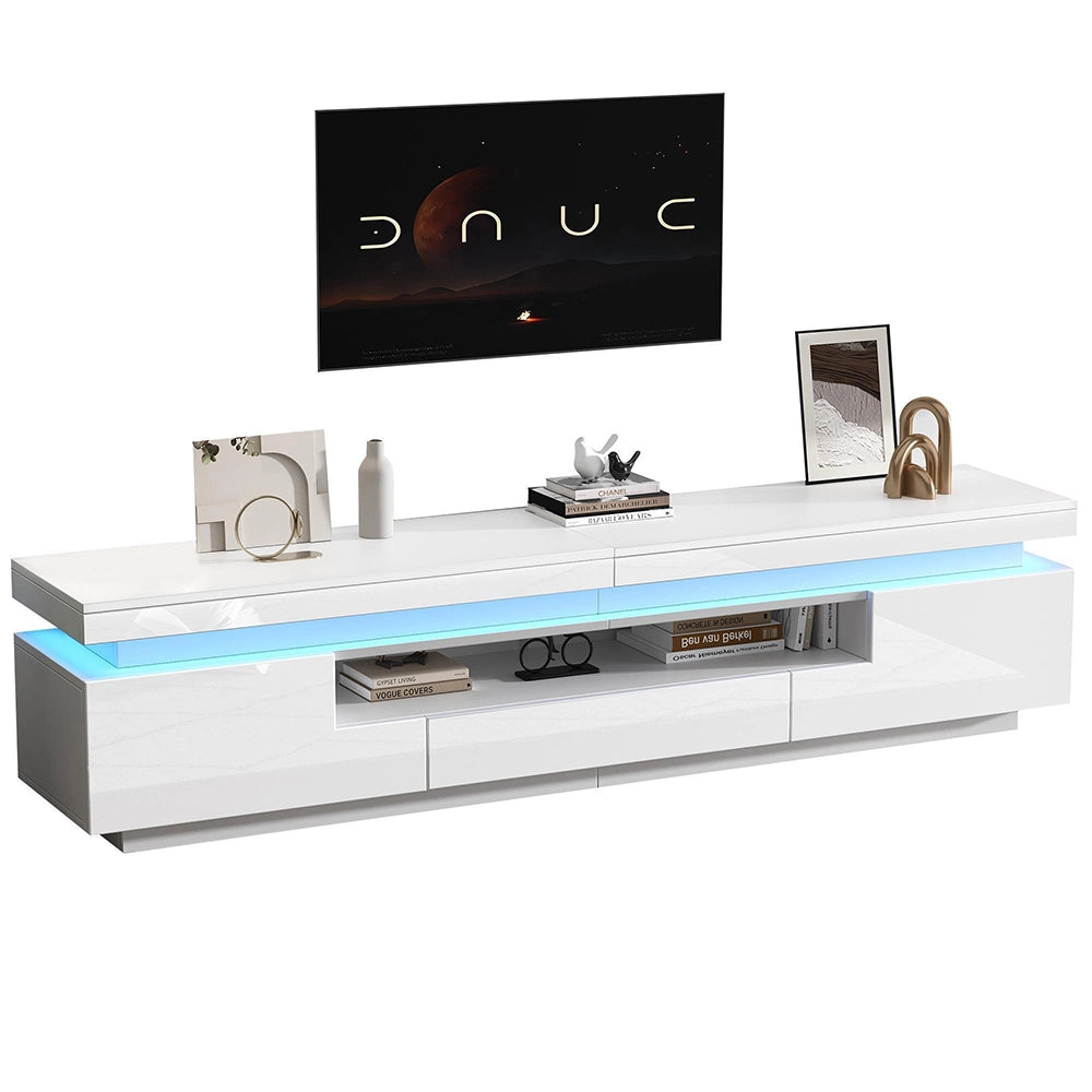 Mobile TV Soggiorno 175x38x45cm - Xylo - 2 Ante ad L e 1 Cassetto con LED, fino a 75"