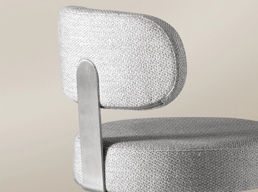 Sgabello girevole in tessuto grigio chiaro screziato