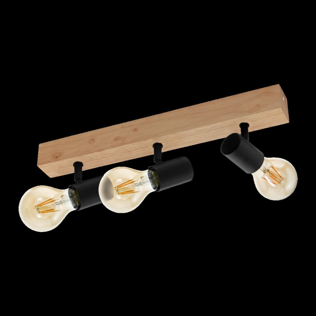Barra 3 Spot E27 Legno/Nero Townshend 3 - Eglo