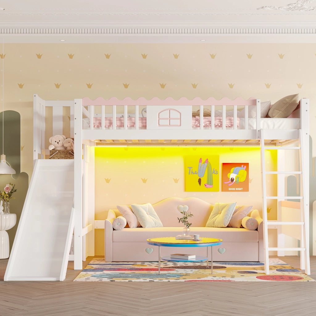 Letto a castello funzione scivolo pino 90x200 cm