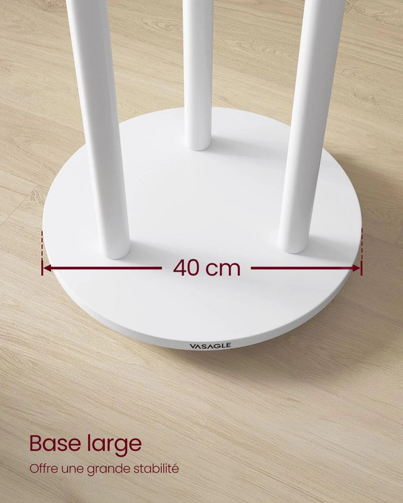 Appendiabiti con 11 ganci e 3 ripiani 4 ruote girevoli a 360° gancio mobile e palo in legno per ingresso camera da letto soggiorno bianco 12_0007117
