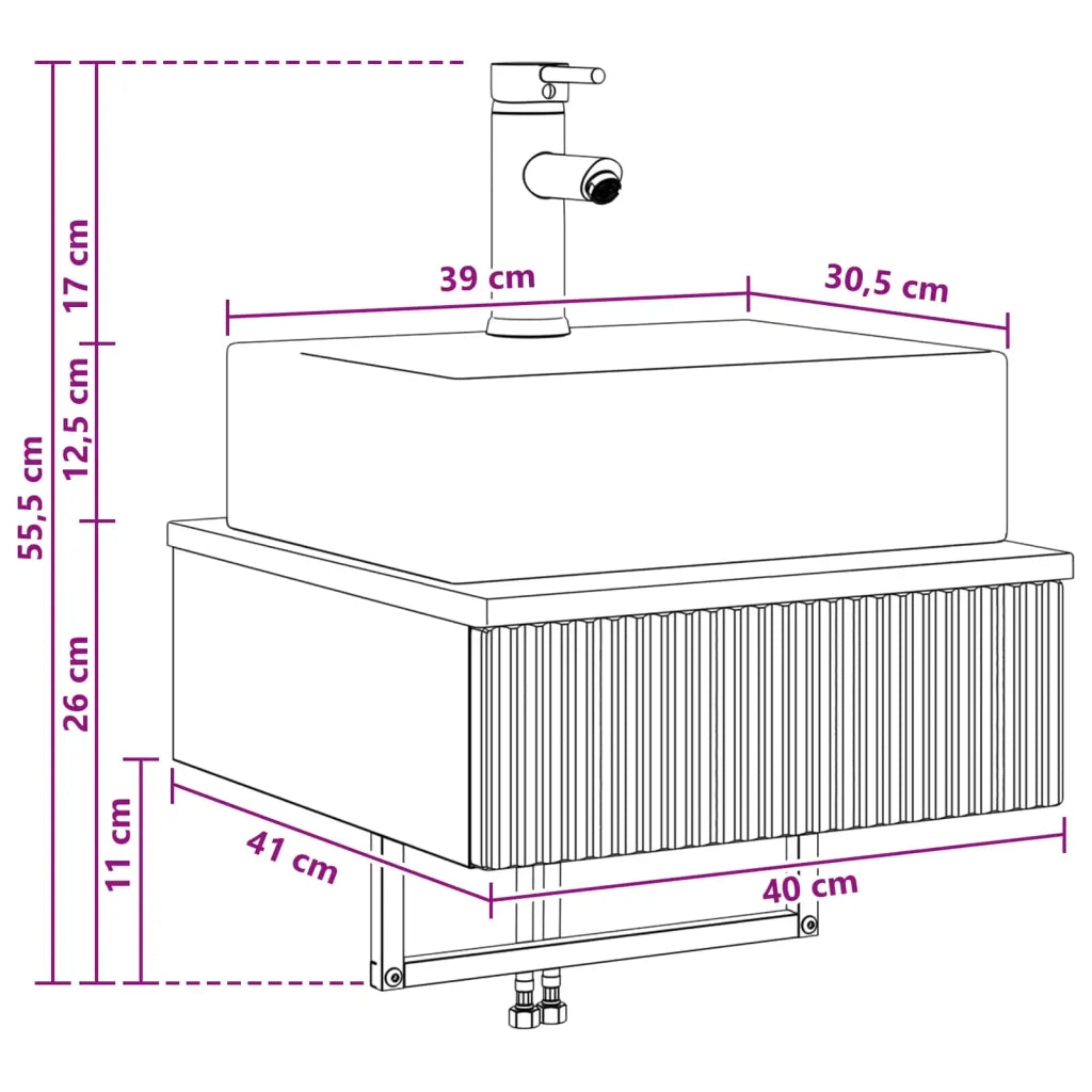 Lavabo da Parete Sonoma grigio 40 x 41 x 39 cm CFW8282922