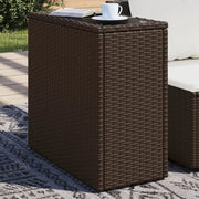 Tavolino Giardino Piano Vetro Marrone 58x27,5x55 cm Polyrattan