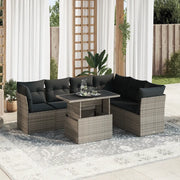 Set Divani da Giardino 7 pz con Cuscini Grigio in Polyrattan 3326171