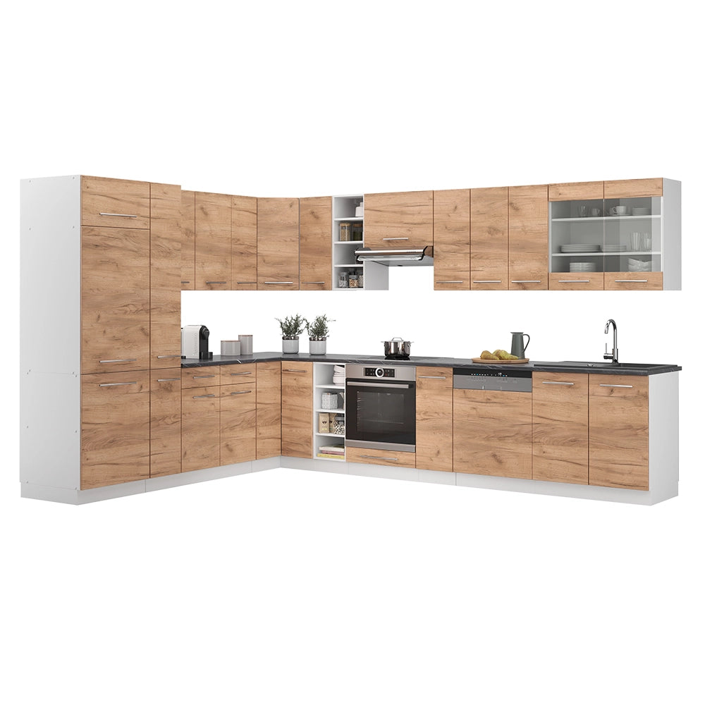 Cucina angolare completa Fame-Line Rovere dorato/Bianco 347 x 60 cm, PL Rovere Vicco