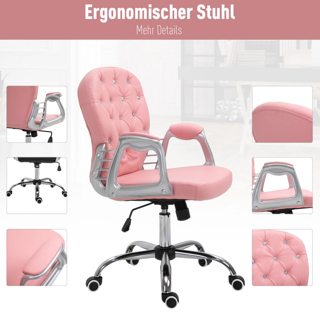 Sedia da ufficio ergonomica rosa in Bonded Leather